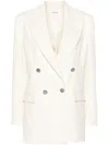 P.a.r.o.s.h Parosh Crew Cotton Blend Blazer Jacket In Neutral