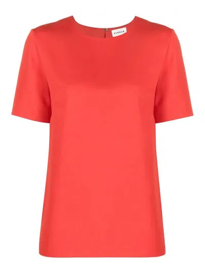 P.a.r.o.s.h Round-neck Crepe Blouse In Red