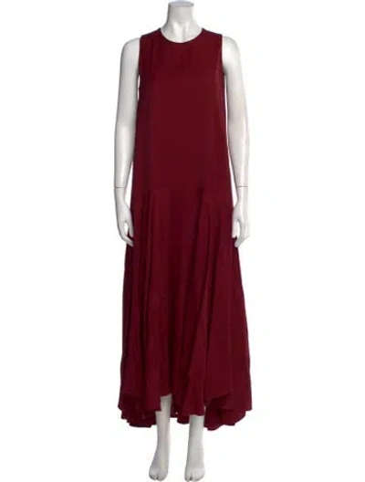 Pre-owned P.a.r.o.s.h Crew Neck Long Dress In Burgundy