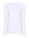 P.a.r.o.s.h Lightweight Cotton Blend Crew-neck Long-sleeved T-shirt In White