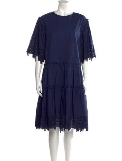Pre-owned P.a.r.o.s.h Crew Neck Midi Length Dress In Blue