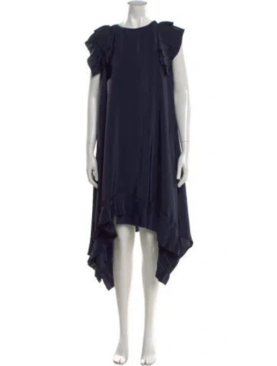 Pre-owned P.a.r.o.s.h Crew Neck Midi Length Dress In Blue