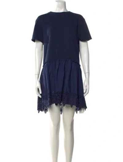 Pre-owned P.a.r.o.s.h Crew Neck Mini Dress In Blue