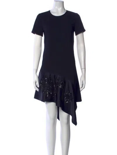 Pre-owned P.a.r.o.s.h Crew Neck Mini Dress In Blue