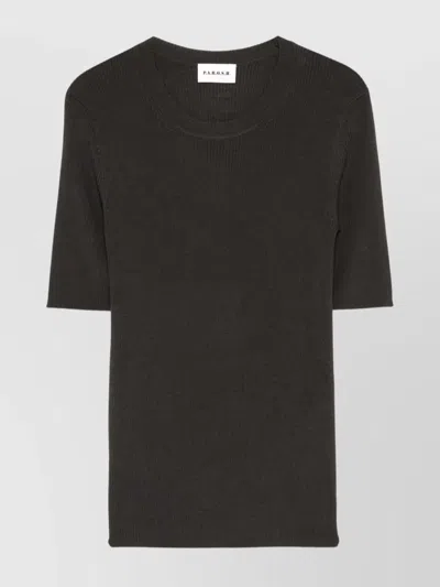 P.a.r.o.s.h Crew Neck Ribbed-knit Wool Top In Green