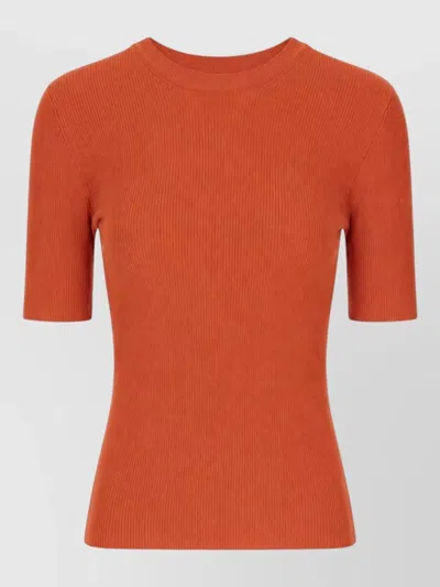 P.a.r.o.s.h Crew Neck Ribbed Texture Short Sleeve Top In Multi