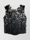 P.a.r.o.s.h Crew Neck Sequin Embellished Blouse With Keyhole