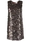 P.a.r.o.s.h Parosh Crew Neck Sleeveless Mini Dress With Paillettes In Brown