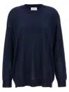 P.a.r.o.s.h Blue Crewneck Sweater With Asymmetric Hem In Wool And Cashmere Woman In Blue