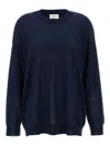 P.a.r.o.s.h Blue Crewneck Sweater With Asymmetric Hem In Wool And Cashmere Woman In Blue