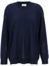 P.a.r.o.s.h Blue Crewneck Sweater With Asymmetric Hem In Wool And Cashmere Woman In Blue