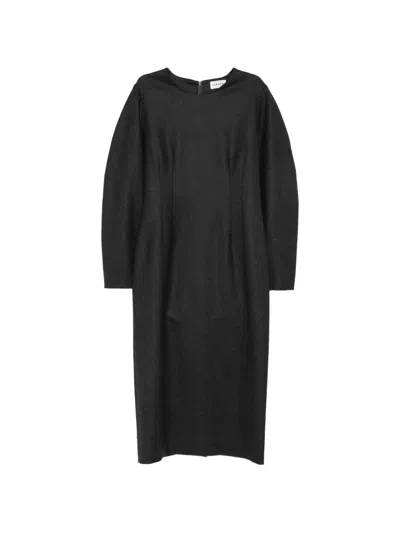 P.a.r.o.s.h Crew-neck Long-sleeve Midi Dress In Black