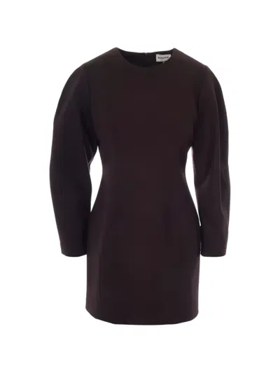 P.a.r.o.s.h Crew-neck Long-sleeve Mini Dress In Brown