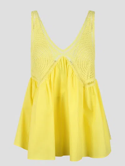P.a.r.o.s.h Crochet Embroidery Top In Yellow