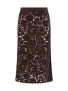 P.a.r.o.s.h . Delicate Lace Midi Skirt With Floral Patterns In Testa Di Moro