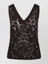 P.a.r.o.s.h Crochet V-neck Sleeveless Top Scalloped Hem