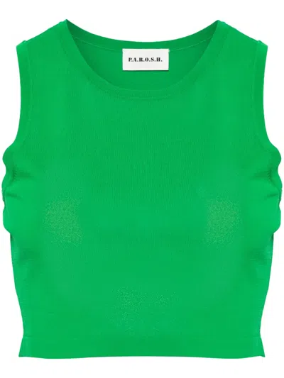 P.a.r.o.s.h Cropped Knitted Top In Green