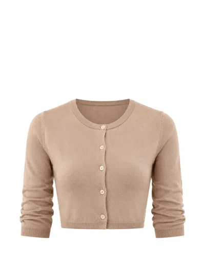 P.a.r.o.s.h Cropped Short-sleeve Cardigan In Brown