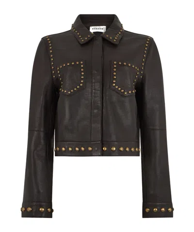 P.a.r.o.s.h . Cropped Studded Leather Jacket In Black
