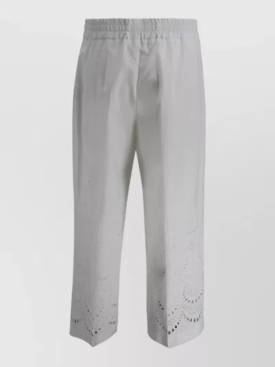 P.a.r.o.s.h Cropped Trousers Featuring Adjustable Drawstring Waist In Gray