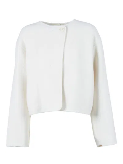 P.A.R.O.S.H CROPPED WHITE WOOL JACKET