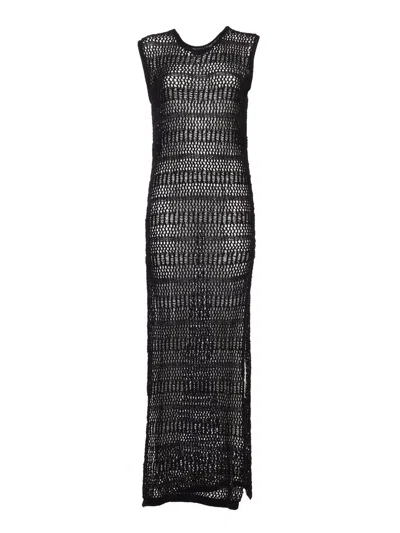 P.a.r.o.s.h Cruz Crochet-knit Maxi Dress In Black