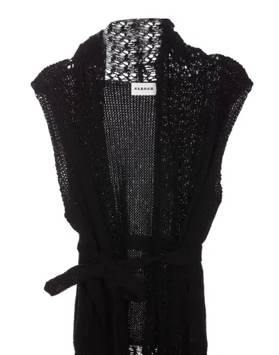 P.a.r.o.s.h . Cruz Crochet Knit Belted Gilet In Black