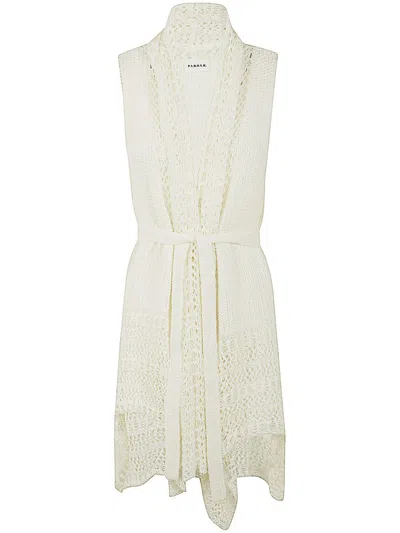 P.a.r.o.s.h . Cruz Crochet Knit Belted Gilet In White