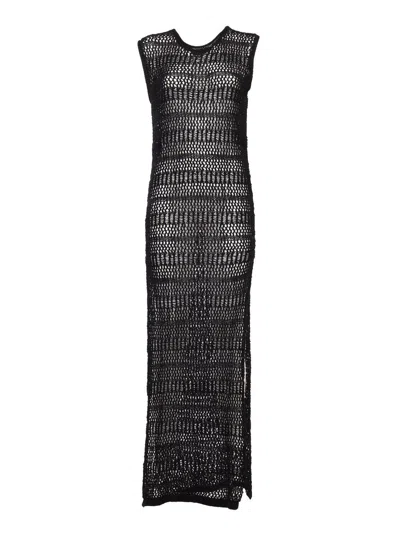 P.a.r.o.s.h Cruz Crochet-knit Sleeveless Maxi Dress In Black