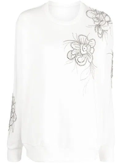 P.a.r.o.s.h Crystal-embellished Cotton Sweatshirt In White