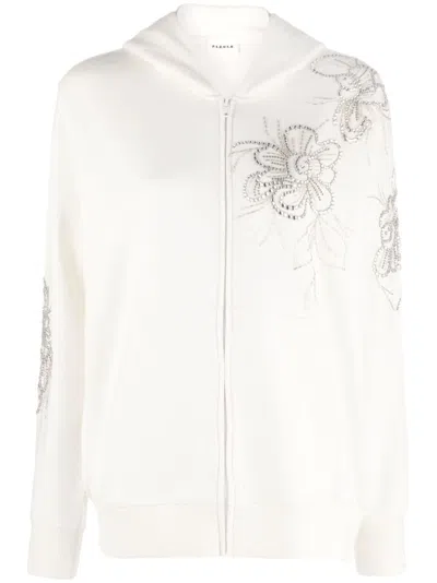 P.a.r.o.s.h Crystal-flower-detail Hooded Jacket In Weiss