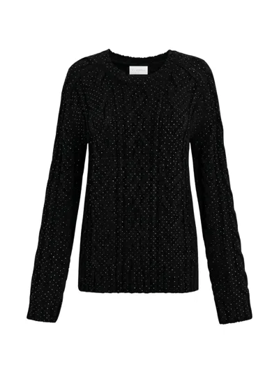 P.a.r.o.s.h Crystal-embellished Cable-knit Sweater In Black