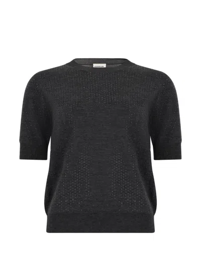 P.a.r.o.s.h Crystal-embellished Short-sleeve Sweater In Black