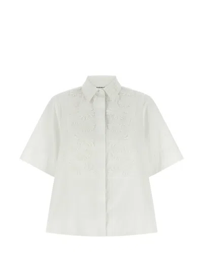 P.a.r.o.s.h Cubo 26 Embroidered Short-sleeve Shirt In Neutral
