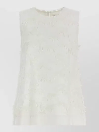 P.a.r.o.s.h Cubo26 Blouse Sleeveless Round Neck Embroidery In White