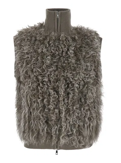 P.a.r.o.s.h . Curly Wool Gilet In Beige
