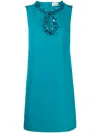 P.a.r.o.s.h Cut-out Floral Detailed Column Dress In Blue