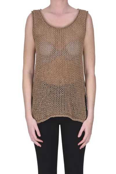 P.a.r.o.s.h Cut-out Knit Gilet In Camel