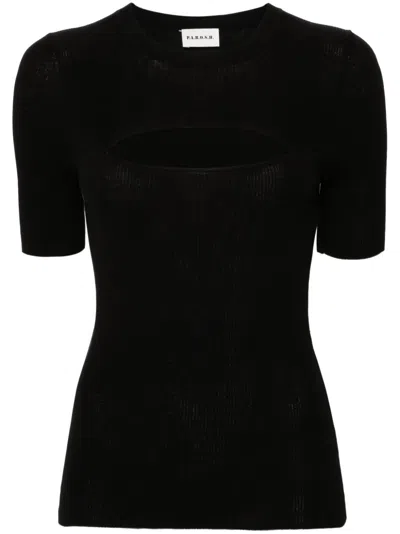 P.a.r.o.s.h Geripptes Oberteil Mit Cut-outs In Schwarz