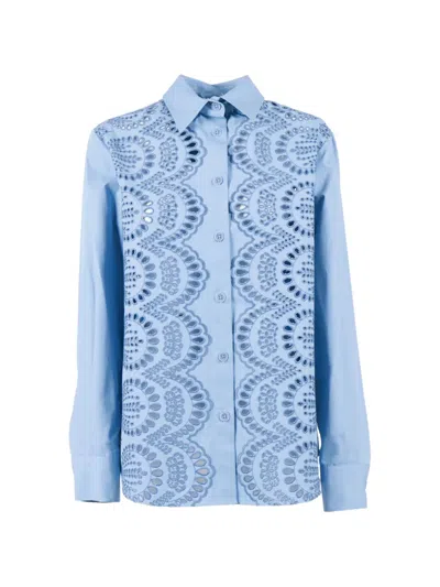 P.a.r.o.s.h Cut-out Embellished Shirt In Blue