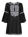 P.a.r.o.s.h Ciclone Floral-embroidered Minidress In Negro