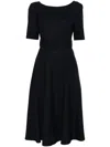 P.a.r.o.s.h Flared Midi Skirt In Dark Blue
