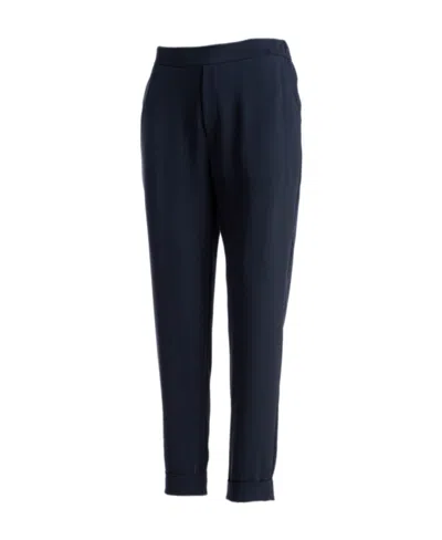 P.a.r.o.s.h Dark Blue High-waist Casual Pants In Black