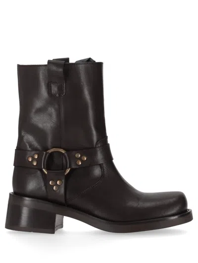 P.A.R.O.S.H DARK BROWN ANKLE BOOTS