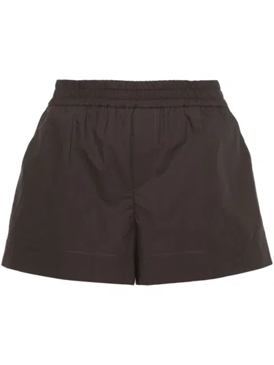 P.A.R.O.S.H DARK BROWN ELASTICATED-WAIST SHORTS