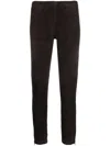 P.a.r.o.s.h Slim-cut Ankle-length Trousers In Goat Suede In Dark Brown