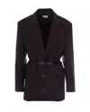 P.a.r.o.s.h Double Breasted Belted Tailoring Jacket Nylon Silk In Brown