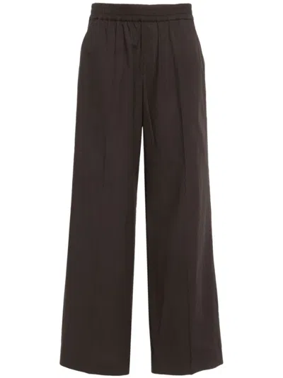 P.A.R.O.S.H DARK BROWN PRESSED-CREASE STRAIGHT TROUSERS