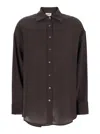 P.a.r.o.s.h Dark Brown Shirt With Pointed Collar And Long Sleeves In Brown