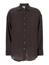 P.a.r.o.s.h Dark Brown Shirt With Pointed Collar And Long Sleeves In Brown